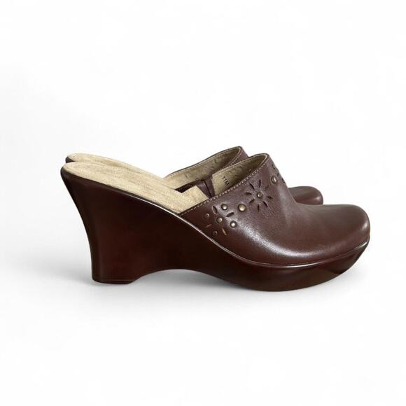 VTG. Y2K TOMMY HILFIGER BROWN LEATHER SANDALS CLOGS  SIZE 11 NEW - Picture 2 of 8